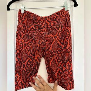 LICIFIT RED SNAKESKIN BIKER SHORTS